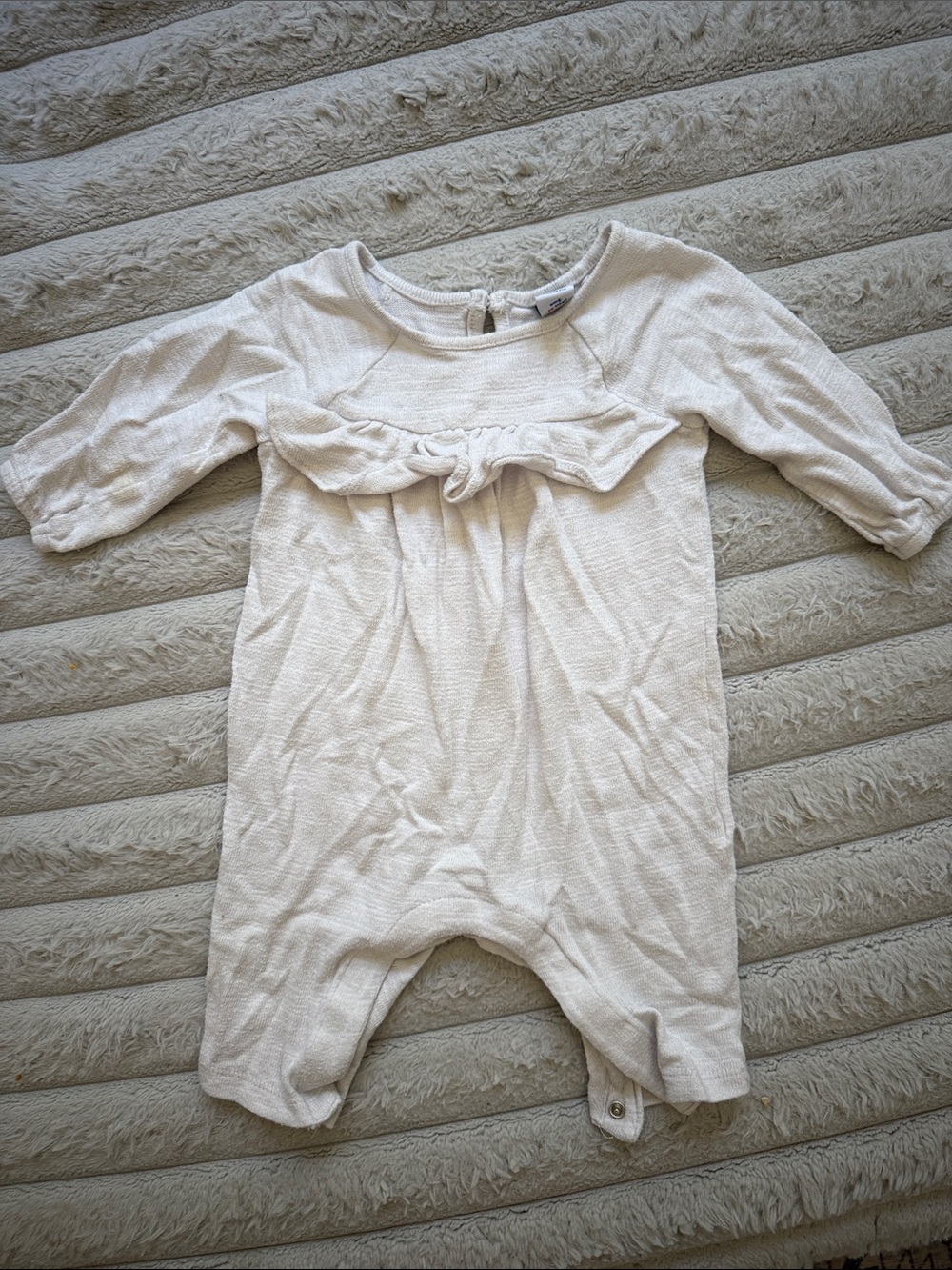 Old Navy Cream Baby One-Piece Romper with Front Ruffle